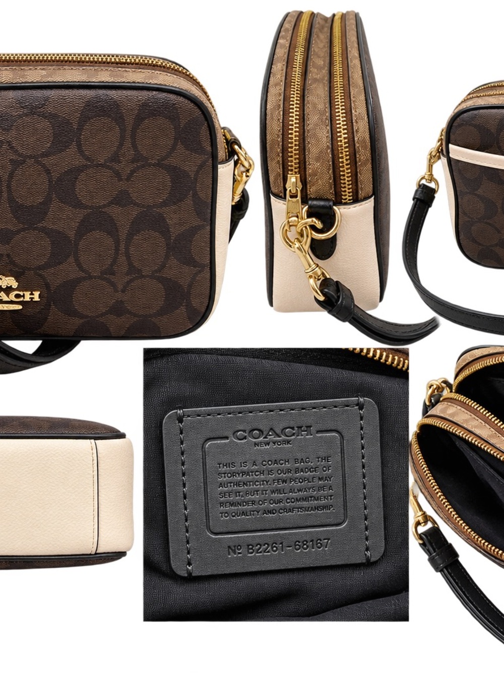 Coach Brown & Cream Signature Crossbody Camera Bag